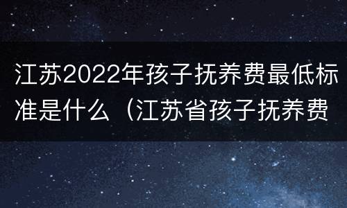 江苏2022年孩子抚养费最低标准是什么（江苏省孩子抚养费标准）