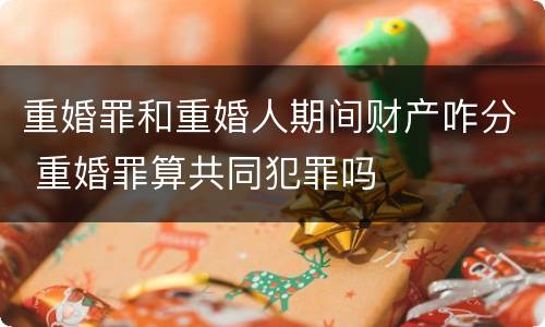 重婚罪和重婚人期间财产咋分 重婚罪算共同犯罪吗