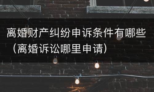 离婚财产纠纷申诉条件有哪些（离婚诉讼哪里申请）