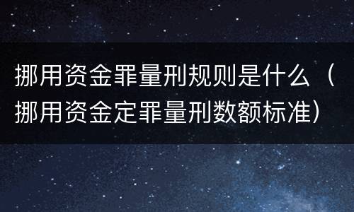 挪用资金罪量刑规则是什么（挪用资金定罪量刑数额标准）