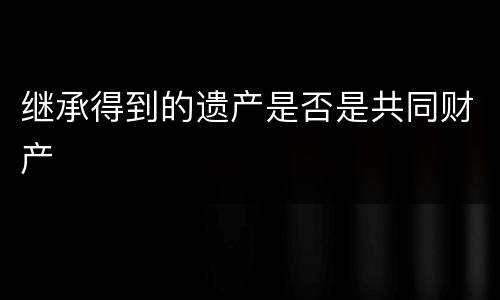 继承得到的遗产是否是共同财产
