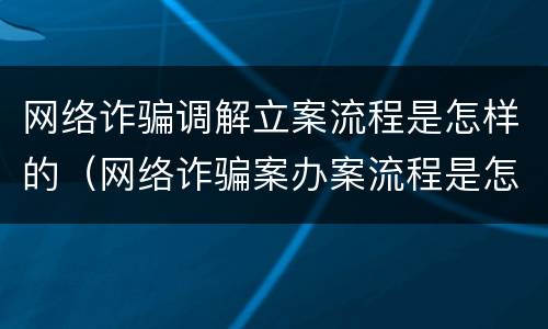 网络诈骗调解立案流程是怎样的（网络诈骗案办案流程是怎样的啊）