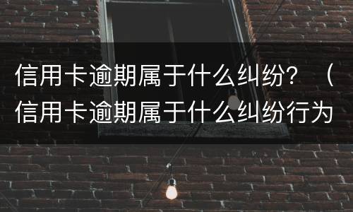 信用卡逾期属于什么纠纷？（信用卡逾期属于什么纠纷行为）