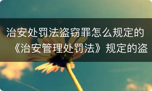 治安处罚法盗窃罪怎么规定的 《治安管理处罚法》规定的盗窃行为