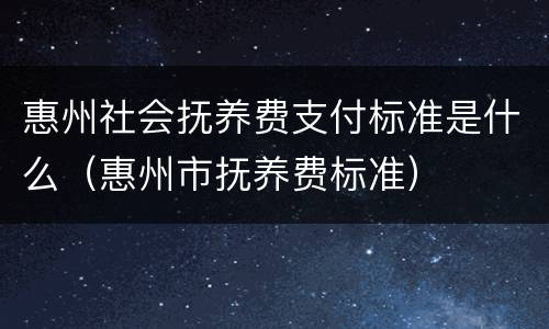 惠州社会抚养费支付标准是什么（惠州市抚养费标准）