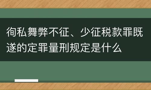 徇私舞弊不征、少征税款罪既遂的定罪量刑规定是什么