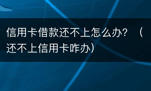 信用卡借款还不上怎么办？（还不上信用卡咋办）