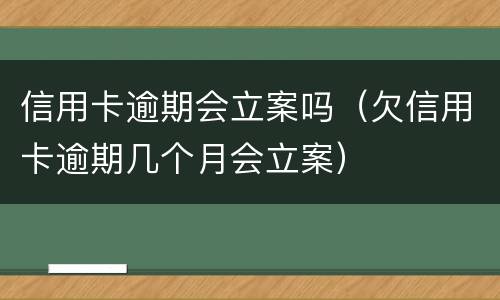 信用卡逾期会立案吗（欠信用卡逾期几个月会立案）