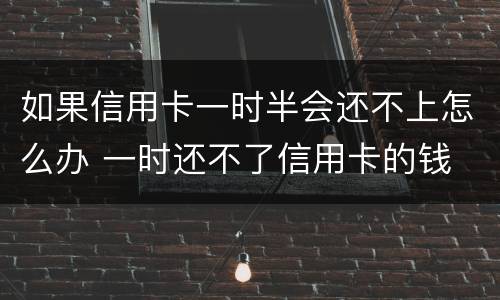 如果信用卡一时半会还不上怎么办 一时还不了信用卡的钱