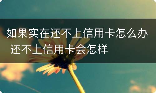 如果实在还不上信用卡怎么办 还不上信用卡会怎样