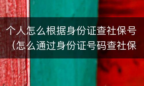 个人怎么根据身份证查社保号（怎么通过身份证号码查社保）