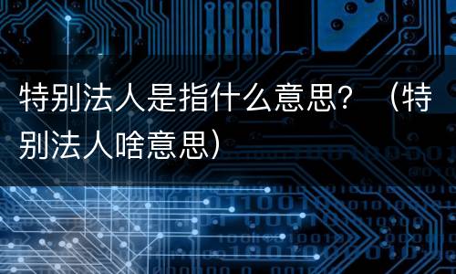 特别法人是指什么意思？（特别法人啥意思）
