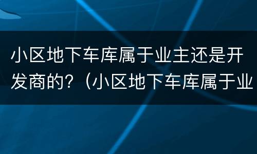 小区地下车库属于业主还是开发商的?（小区地下车库属于业主还是开发商的物业）