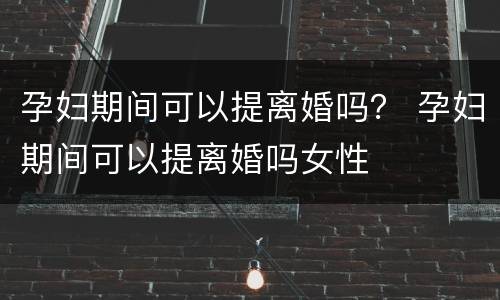 孕妇期间可以提离婚吗？ 孕妇期间可以提离婚吗女性