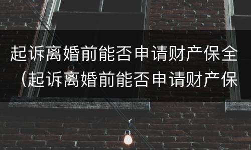 起诉离婚前能否申请财产保全（起诉离婚前能否申请财产保全呢）