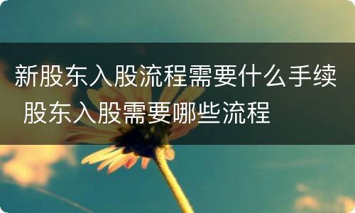 新股东入股流程需要什么手续 股东入股需要哪些流程