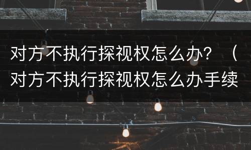 对方不执行探视权怎么办？（对方不执行探视权怎么办手续）