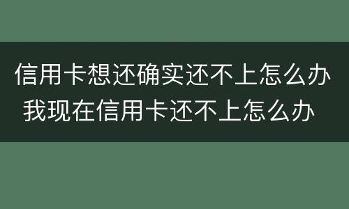 信用卡想还确实还不上怎么办 我现在信用卡还不上怎么办