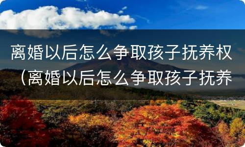 离婚以后怎么争取孩子抚养权（离婚以后怎么争取孩子抚养权和抚养权）