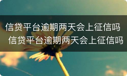 信贷平台逾期两天会上征信吗 信贷平台逾期两天会上征信吗