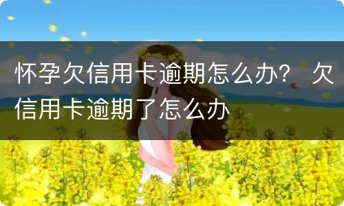 怀孕欠信用卡逾期怎么办？ 欠信用卡逾期了怎么办
