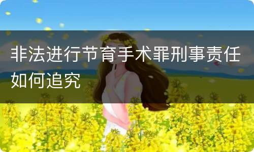 非法进行节育手术罪刑事责任如何追究