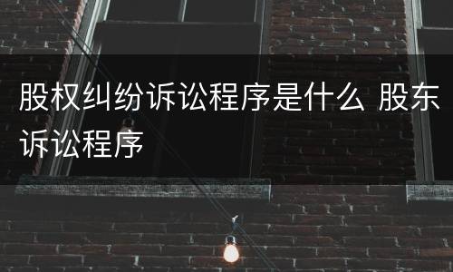 股权纠纷诉讼程序是什么 股东诉讼程序