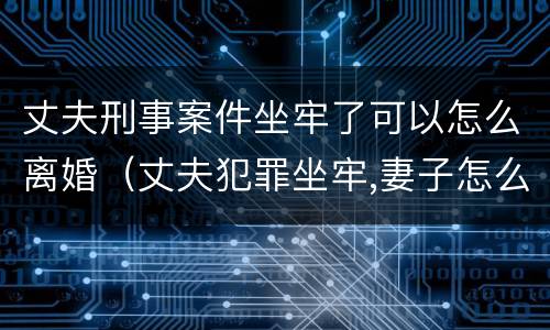 丈夫刑事案件坐牢了可以怎么离婚（丈夫犯罪坐牢,妻子怎么离婚）