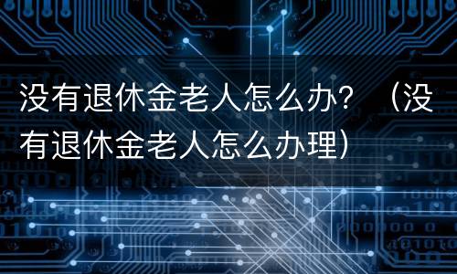 没有退休金老人怎么办？（没有退休金老人怎么办理）