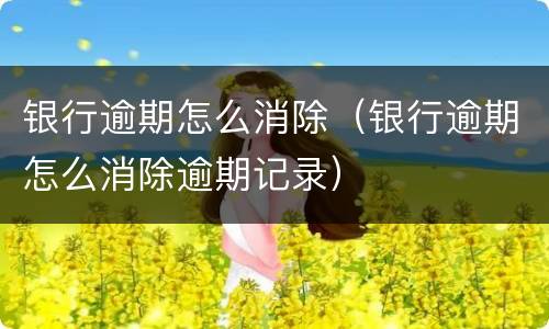 银行逾期怎么消除（银行逾期怎么消除逾期记录）