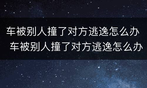 车被别人撞了对方逃逸怎么办 车被别人撞了对方逃逸怎么办用不用报保险