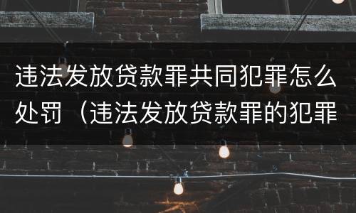 违法发放贷款罪共同犯罪怎么处罚（违法发放贷款罪的犯罪构成）