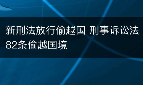 新刑法放行偷越国 刑事诉讼法82条偷越国境
