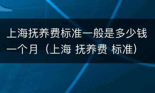 上海抚养费标准一般是多少钱一个月（上海 抚养费 标准）