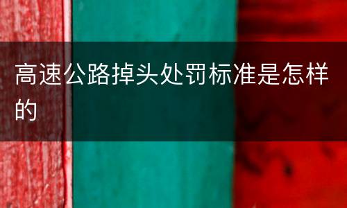 高速公路掉头处罚标准是怎样的