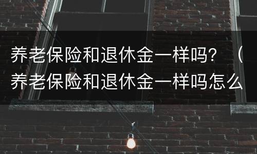 养老保险和退休金一样吗？（养老保险和退休金一样吗怎么算）