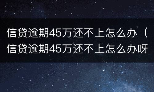 信贷逾期45万还不上怎么办（信贷逾期45万还不上怎么办呀）