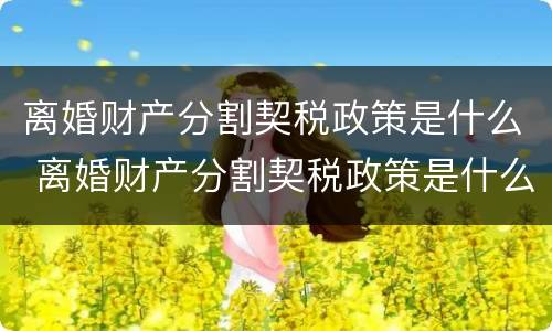 离婚财产分割契税政策是什么 离婚财产分割契税政策是什么法律