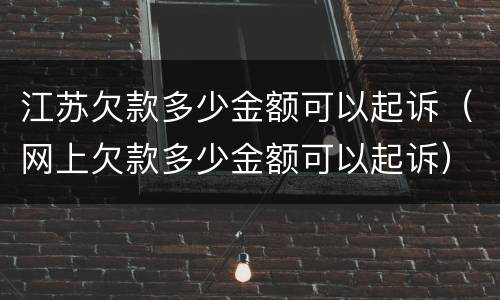 江苏欠款多少金额可以起诉（网上欠款多少金额可以起诉）