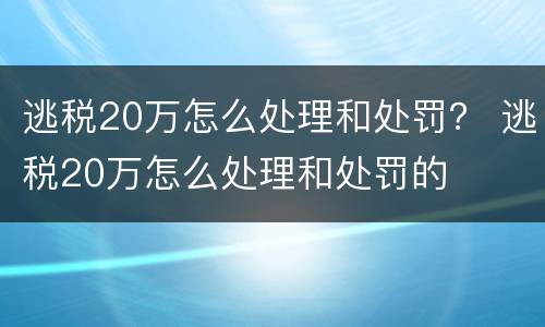 逃税20万怎么处理和处罚？ 逃税20万怎么处理和处罚的