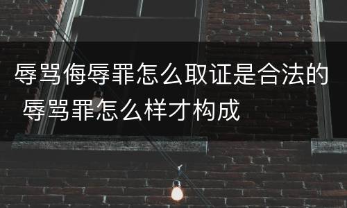 辱骂侮辱罪怎么取证是合法的 辱骂罪怎么样才构成