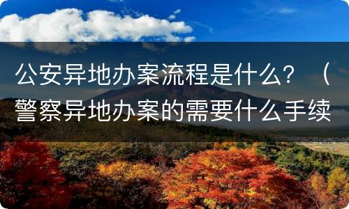 公安异地办案流程是什么？（警察异地办案的需要什么手续）