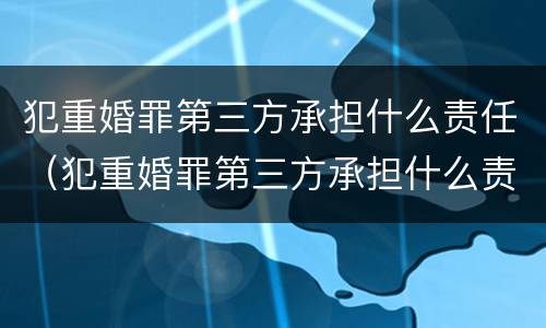 犯重婚罪第三方承担什么责任（犯重婚罪第三方承担什么责任和义务）