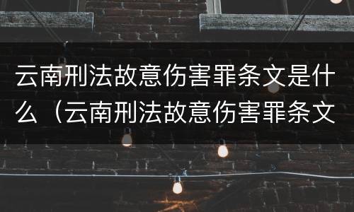云南刑法故意伤害罪条文是什么（云南刑法故意伤害罪条文是什么意思）