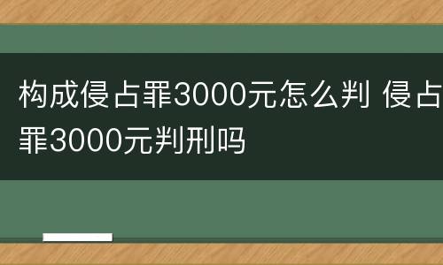 构成侵占罪3000元怎么判 侵占罪3000元判刑吗