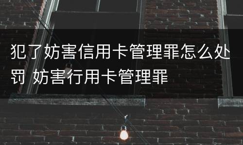 犯了妨害信用卡管理罪怎么处罚 妨害行用卡管理罪