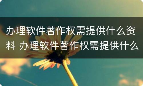 办理软件著作权需提供什么资料 办理软件著作权需提供什么资料和材料