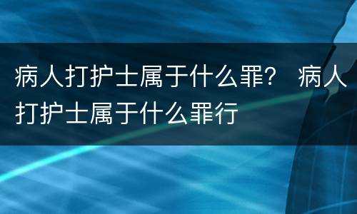 病人打护士属于什么罪？ 病人打护士属于什么罪行
