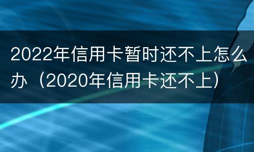 2022年信用卡暂时还不上怎么办（2020年信用卡还不上）