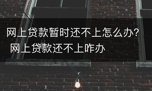 网上贷款暂时还不上怎么办？ 网上贷款还不上咋办
